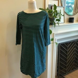 Garnet Hill Green & Navy Stripe Dress - Size M